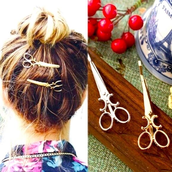 LAAT PAIR ✨ 🆕 ✨GOLD Pair of Hairstylist 💇♀️ Scissors Hairpins ✂️ ✨ - Picture 1 of 8